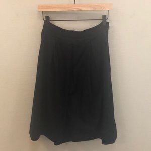 LOFT Blue Cotton Pleated A-Line Skirt